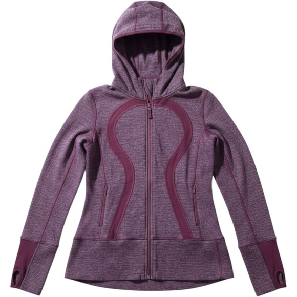 Lululemon Tops - Lululemon Scuba Full Zip Hoodie Heathered Purple Knit Thumbholes Jacket